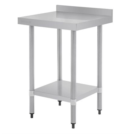 Table avec plan de travail en inox 304 sans rebord avec étagère - à monter - Vogue