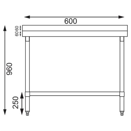 Table avec plan de travail en inox 304 sans rebord avec étagère - à monter - Vogue