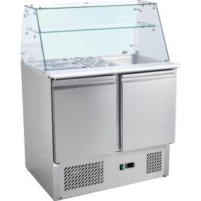 Saladette positive avec pare-haleine en verre 2 ou 3 portes prof. 700 mm - L2G
