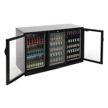 Arrière-bar froid positif 3 portes inox ou noir hauteur 850 ou 900 mm - Polar