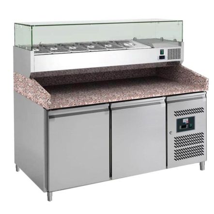 Saladette à pizzas tropicalisée plan de travail granit 2 ou 3 portes et tiroirs en option prof. 800 mm - L2G