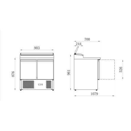 Saladette pro plan de travail et couvercle inox 2 ou 3 portes prof. 700 - Afi Collin Lucy