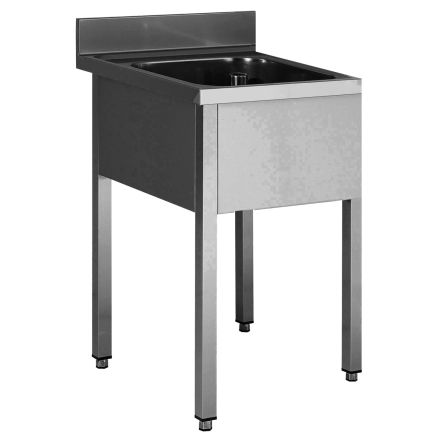Plonge Inox soudée plateau AISI 304 pieds carrés prof. 600 ou 700 toutes longueurs 1 à 2 éviers - L2G