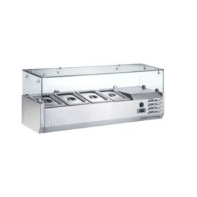 Saladette à poser pare haleine en verre l. 1200 à 2000 mm capacité 4 à 10 bacs GN - Afi Collin Lucy
