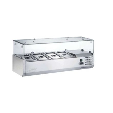 Saladette à poser pare haleine en verre l. 1200 à 2000 mm capacité 4 à 10 bacs GN - Afi Collin Lucy