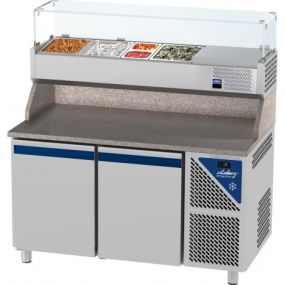 Saladette pizza réfrigérée tropicalisée plan en granit prof. 700 ou 800 mm 2 à 4 portes - Dalmec