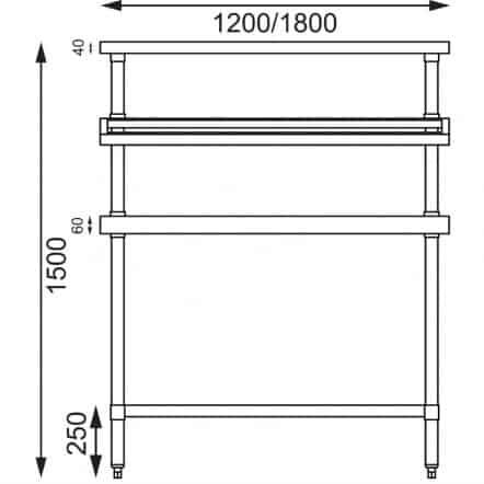 Table de préparation inox en kit avec étagères sup. ou supports bacs GN prof. 600 mm Long. 1200 à 1800 mm - Vogue