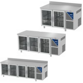 Table réfrigérée positive vitrée prof. 600 mm 2 à 4 portes plan inox 304 tropicalisée - Dalmec