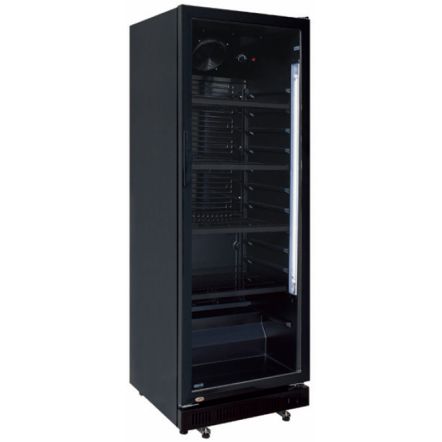 Armoire à boissons réfrigéré vitrée noire 1 à 2 portes avec ou sans bandeau 350 à 800 litres